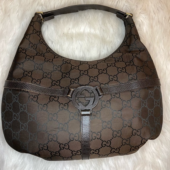 Gucci Handbags - Gucci Brown/Black Horsebit XL, Hobo Style Purse